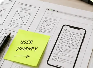 Ескізи прототипу сайту та стікер User journey