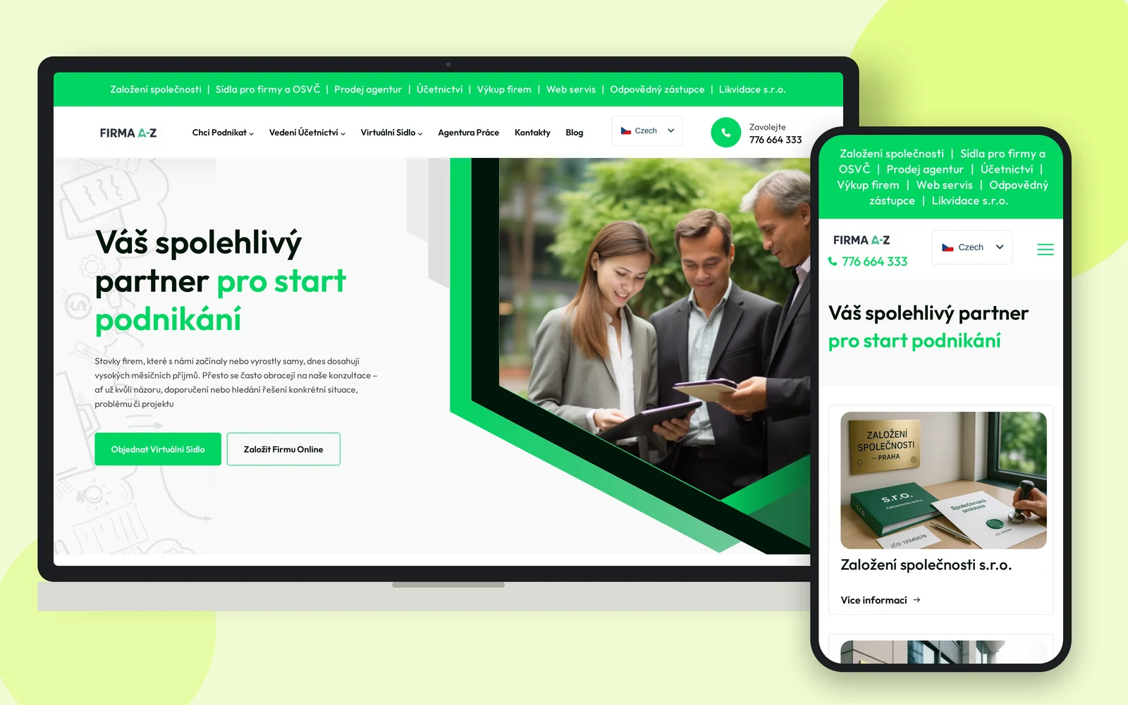 Сайт Firma A-Z на ноутбуці та смартфоні