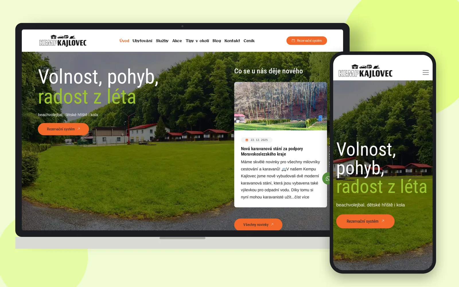 Сайт Kemp Kajlovec на ноутбуці та смартфоні