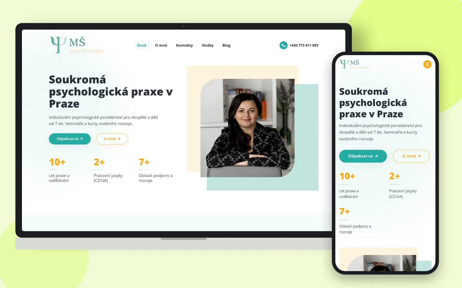 Сайт психолога Мар’яни Шегди на ноутбуці та смартфоні