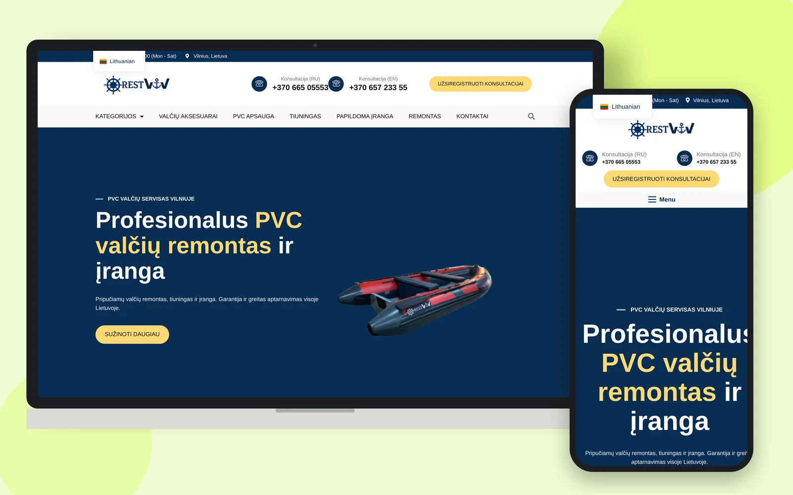 Сайт OREST VV про ремонт PVC-човнів на ноутбуці та смартфоні